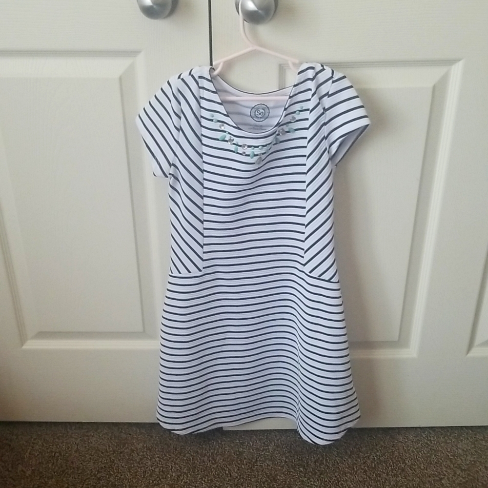 Girls size 12(M) black and white dress with sequins